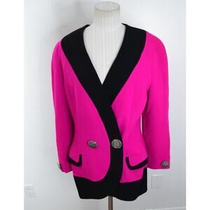 Gianni Versace Couture Silver Buttons Pink Blazer 42 Runway Retro 1991